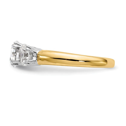 14K Bicolor Verlobungsring, Dreistein, mit Zirkonia