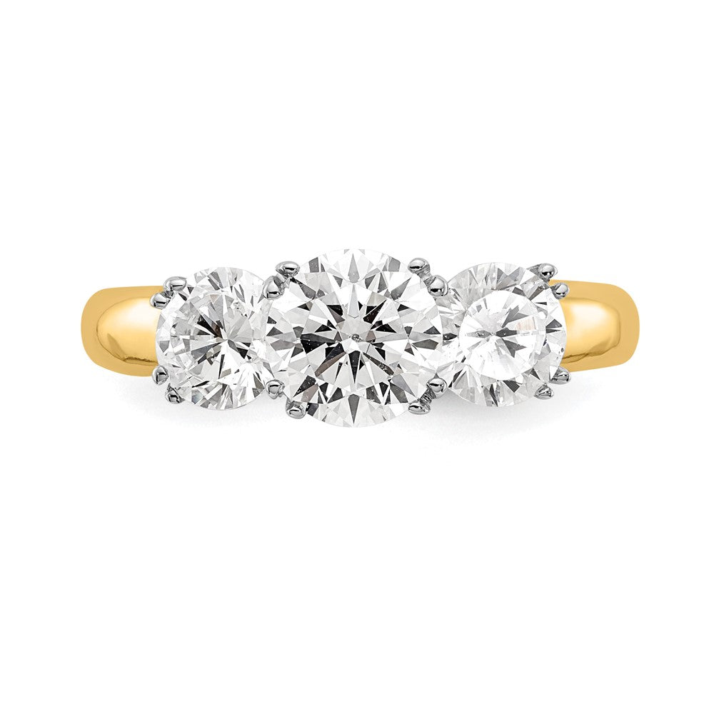 14K Bicolor Verlobungsring, Dreistein, mit Zirkonia