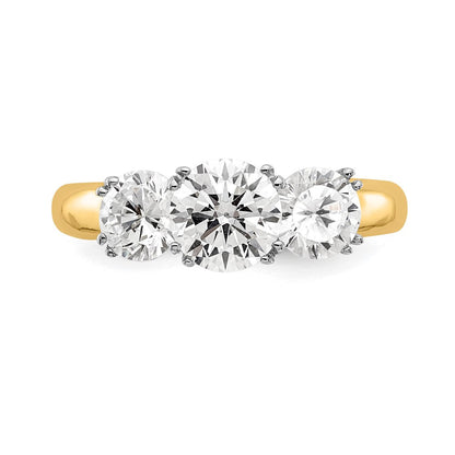 14K Bicolor Verlobungsring, Dreistein, mit Zirkonia