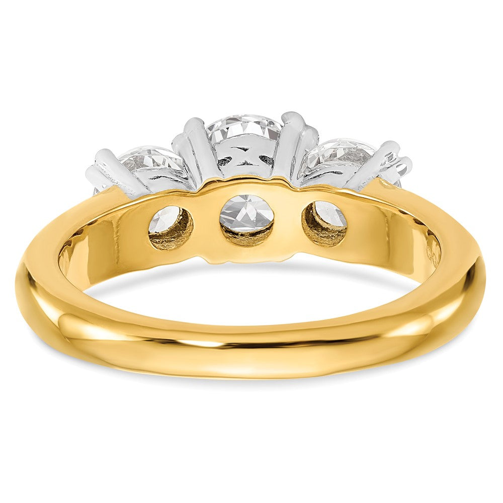 14K Bicolor Verlobungsring, Dreistein, mit Zirkonia