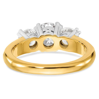 14K Bicolor Verlobungsring, Dreistein, mit Zirkonia