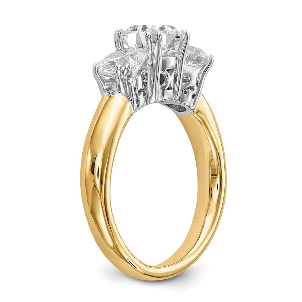 14K Bicolor Verlobungsring, Dreistein, mit Zirkonia