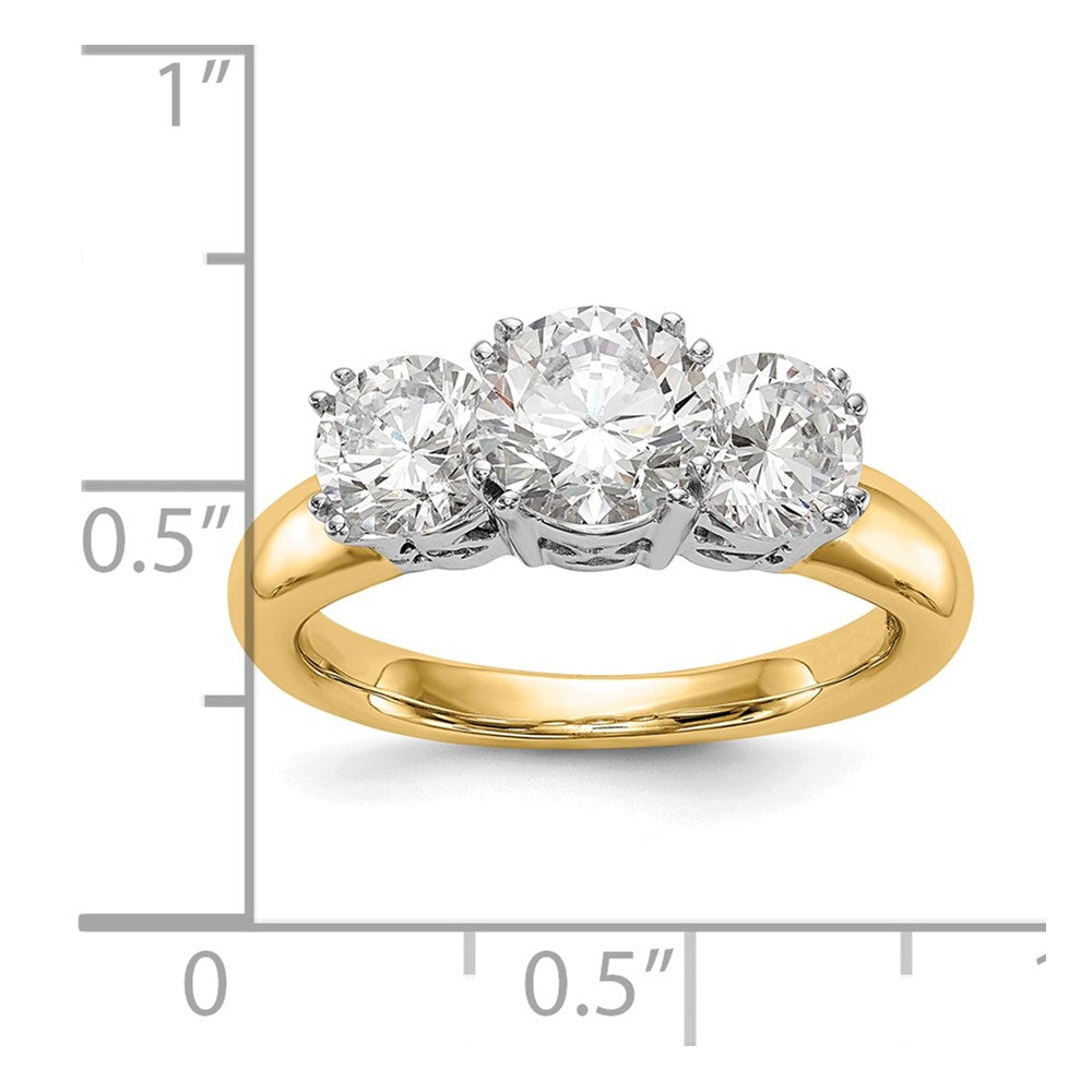14K Bicolor Verlobungsring, Dreistein, mit Zirkonia