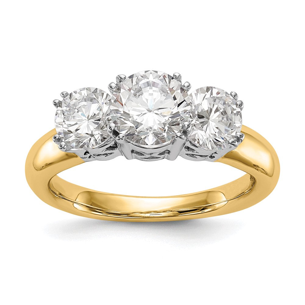 14K Bicolor Verlobungsring, Dreistein, mit Zirkonia