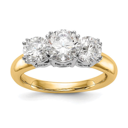 14K Bicolor Verlobungsring, Dreistein, mit Zirkonia