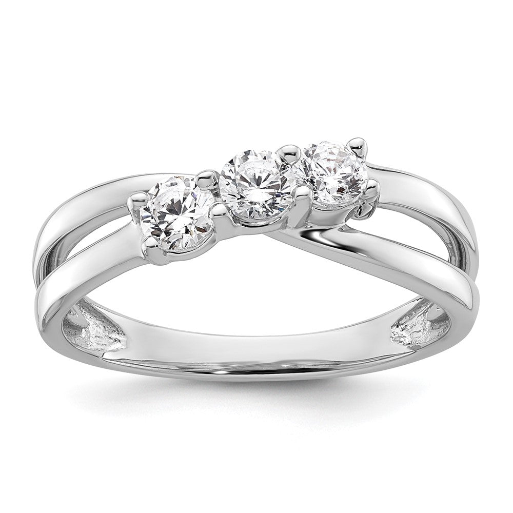 14K Weißgold Verlobungsring mit 0,5 ct. Laborgezüchteten Diamanten VS/SI+ G+, komplett, drei Steine