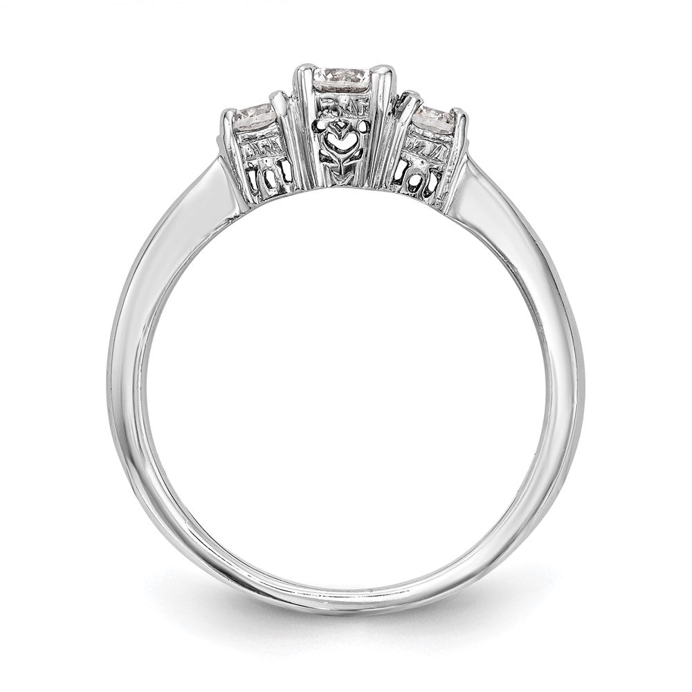 14K Weißgold Verlobungsring mit drei simulierten Diamanten