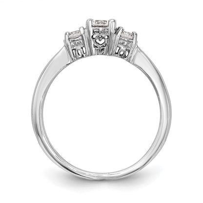 14K Weißgold Verlobungsring mit drei simulierten Diamanten