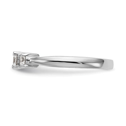 14K Weißgold Verlobungsring mit drei simulierten Diamanten