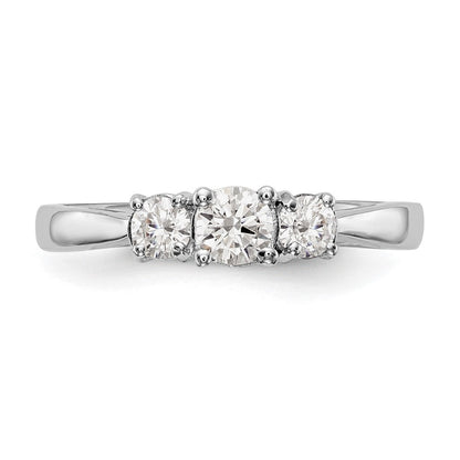 14K Weißgold Verlobungsring mit drei simulierten Diamanten