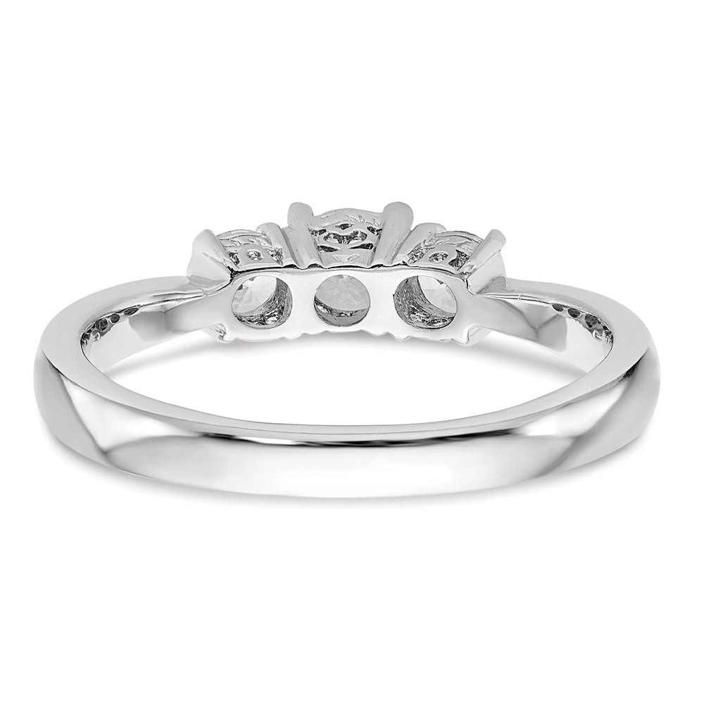 14K Weißgold Verlobungsring mit drei simulierten Diamanten