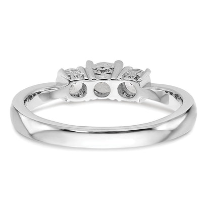 14K Weißgold Verlobungsring mit drei simulierten Diamanten