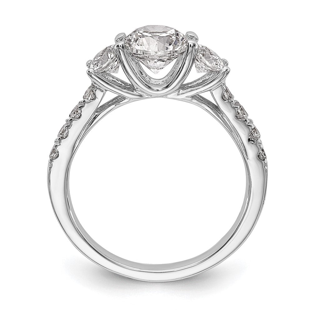 14K Weißgold Verlobungsring mit 3 simulierten Diamanten