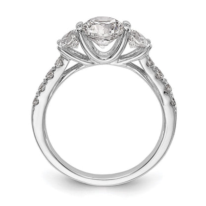 14K Weißgold Verlobungsring mit 3 simulierten Diamanten