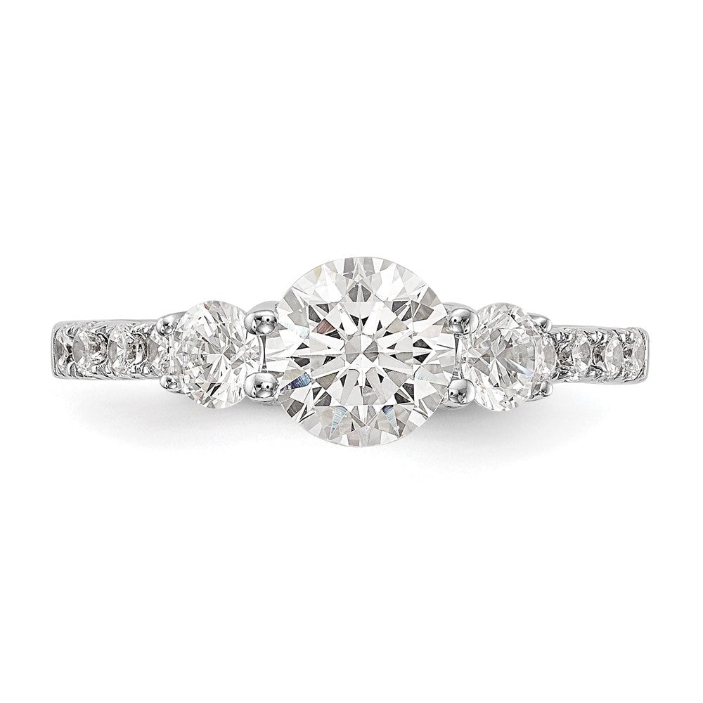 14K Weißgold Verlobungsring mit 3 simulierten Diamanten