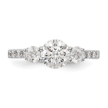 14K Weißgold Verlobungsring mit 3 simulierten Diamanten