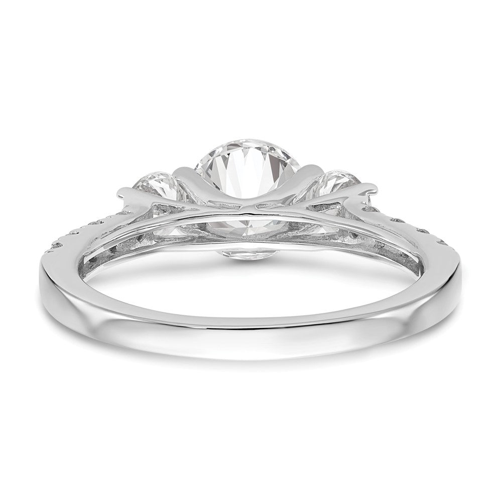 14K Weißgold Verlobungsring mit 3 simulierten Diamanten