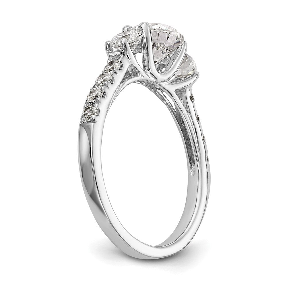 14K Weißgold Verlobungsring mit 3 simulierten Diamanten