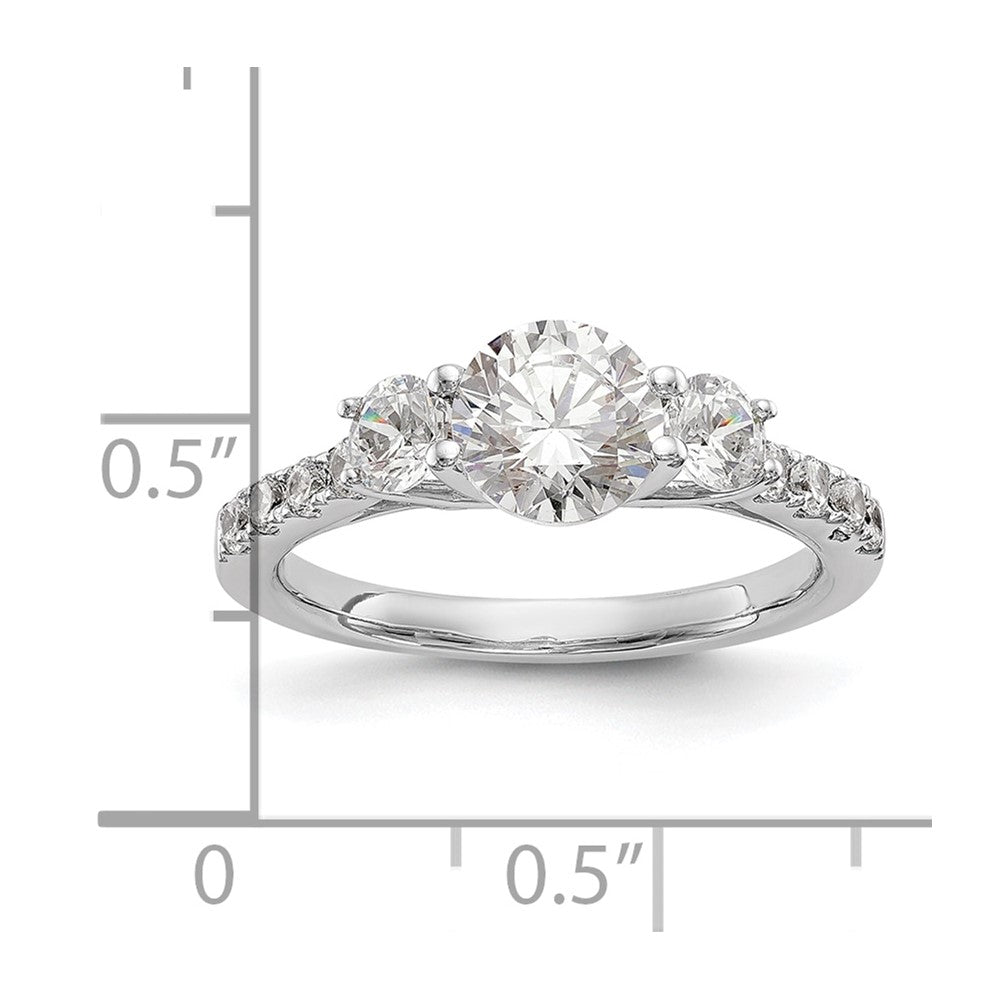 14K Weißgold Verlobungsring mit 3 simulierten Diamanten