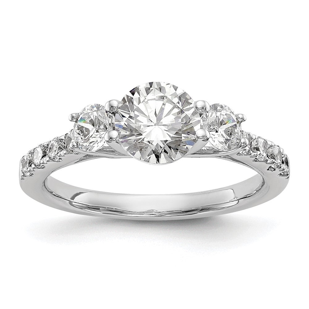 14K Weißgold Verlobungsring mit 3 simulierten Diamanten