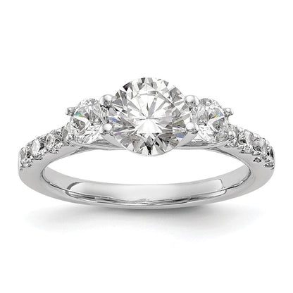 14K Weißgold Verlobungsring mit 3 simulierten Diamanten