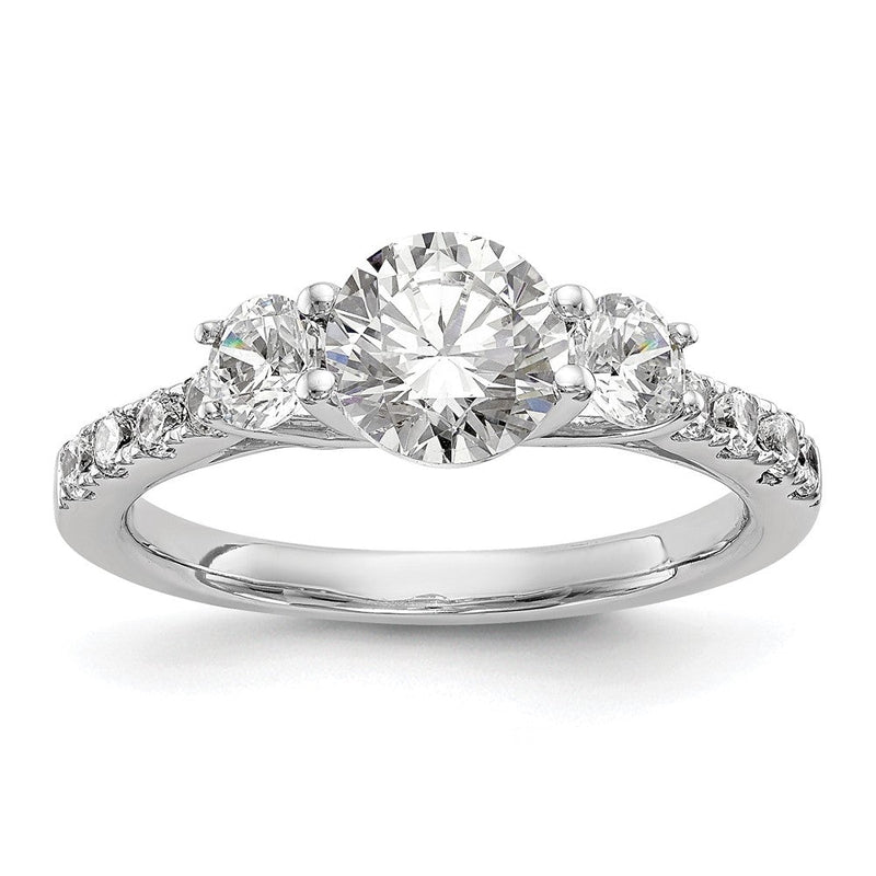 14K Weißgold Verlobungsring mit 3 simulierten Diamanten