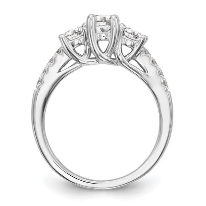 14K Weißgold Dreistein-Verlobungsring mit simuliertem Diamant