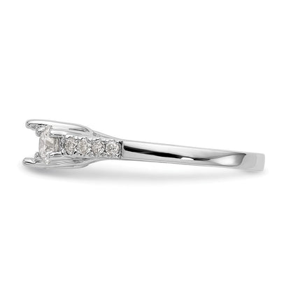 14K Weißgold Dreistein-Verlobungsring mit simuliertem Diamant