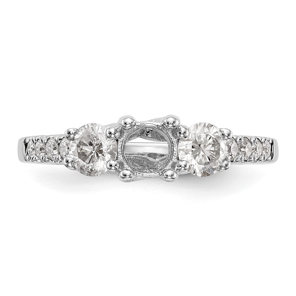 14K Weißgold Dreistein-Verlobungsring mit simuliertem Diamant