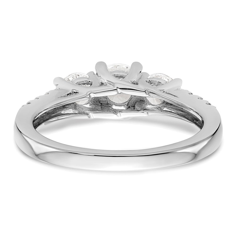 14K Weißgold Verlobungsring mit 3 simulierten Diamanten