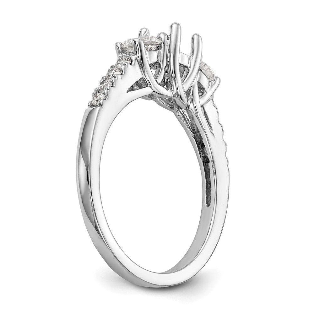 14K Weißgold Dreistein-Verlobungsring mit simuliertem Diamant
