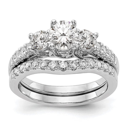 14K Weißgold Verlobungsring mit 1,2 ct. Laborgezüchteten Diamanten, VS/SI+ G+, Drei-Steine-Fassung, Größe 7