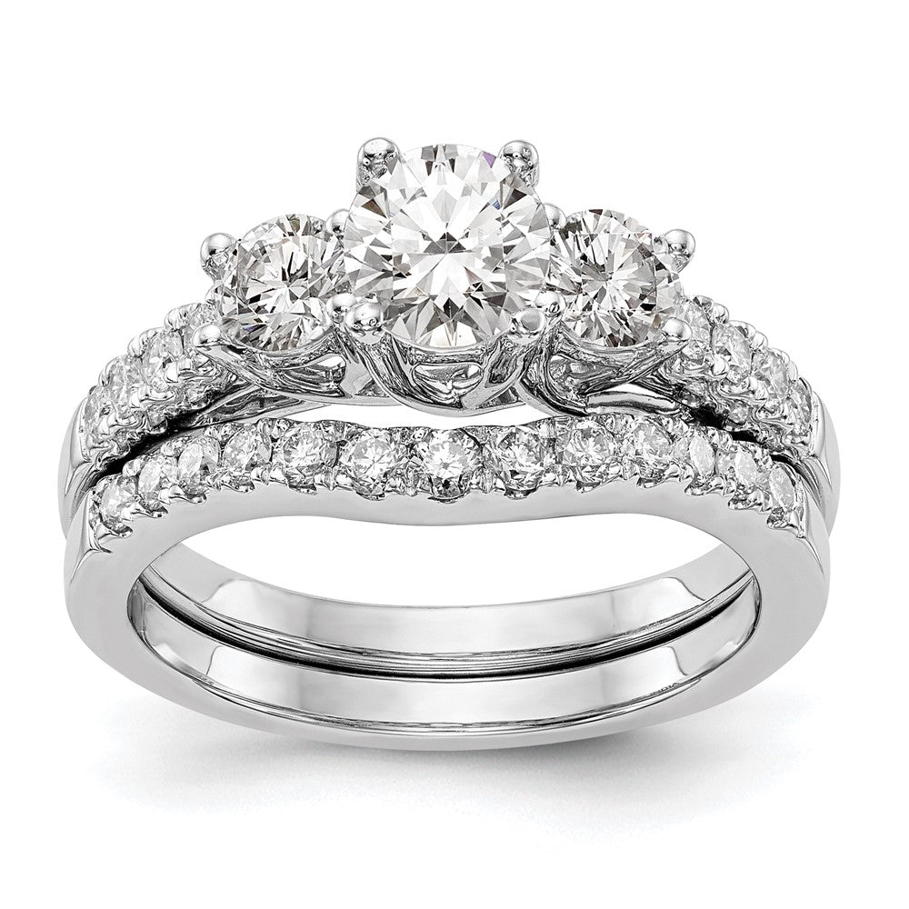 14K Weißgold Verlobungsring mit 1,2 ct. im Labor gezüchteten Diamanten, VS/SI+ G+, Dreisteinfassung, komplett, Größe 6