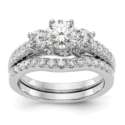 14K Weißgold Verlobungsring mit 3 simulierten Diamanten