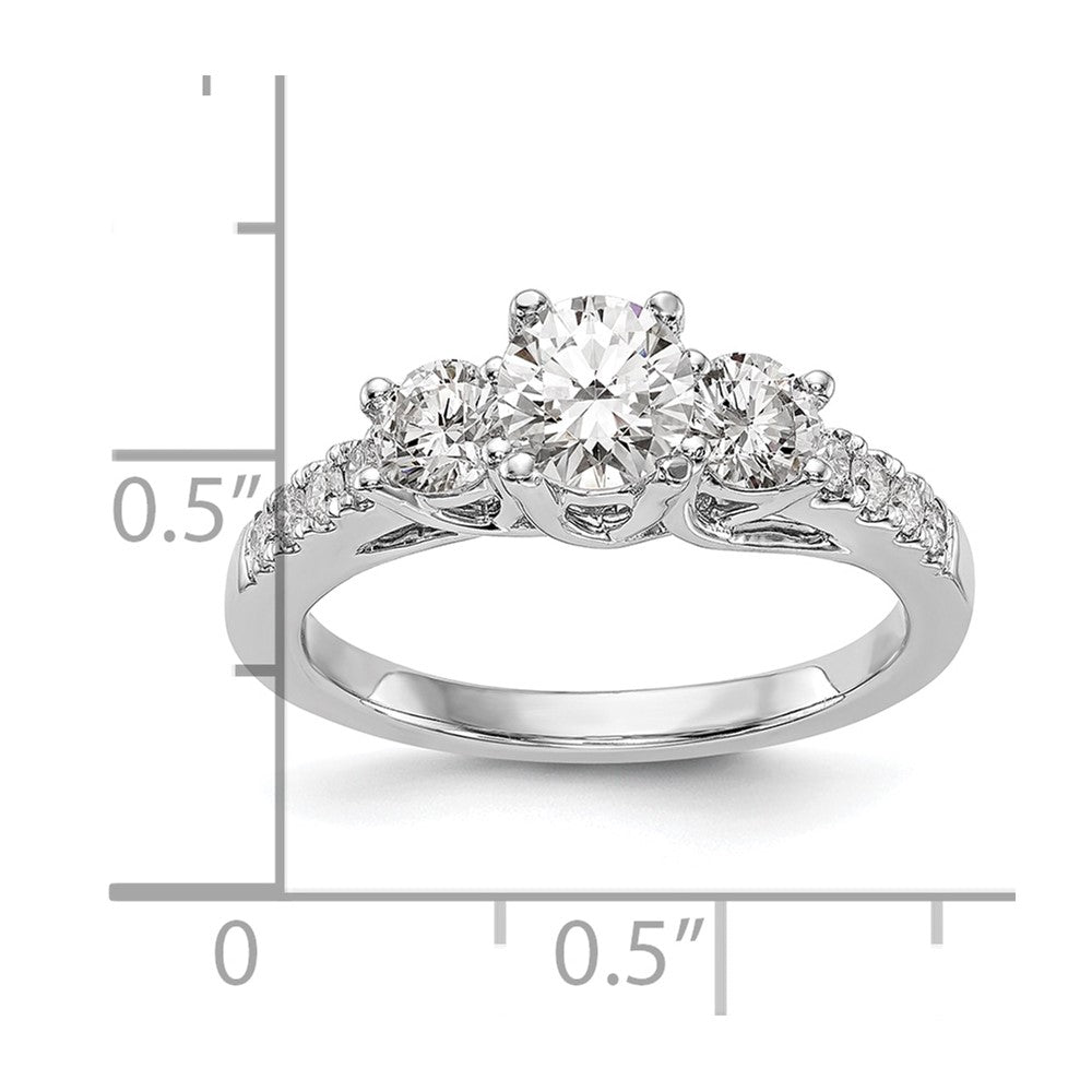 14K Weißgold Verlobungsring mit 3 simulierten Diamanten