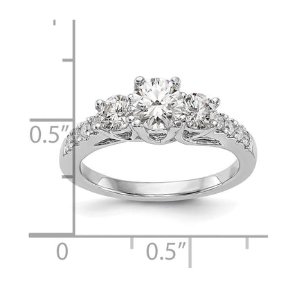 14K Weißgold Dreistein-Verlobungsring mit simuliertem Diamant