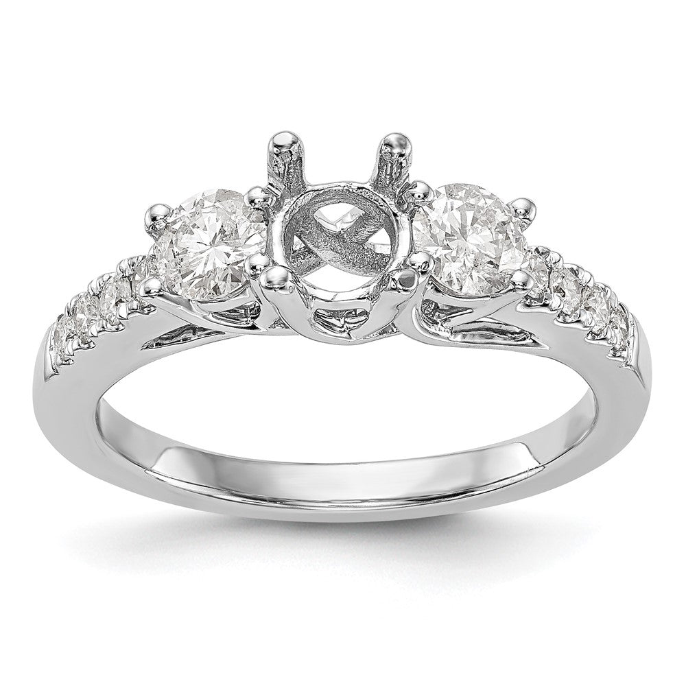 14K Weißgold Dreistein-Verlobungsring mit simuliertem Diamant