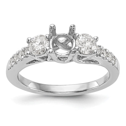 14K Weißgold Dreistein-Verlobungsring mit simuliertem Diamant