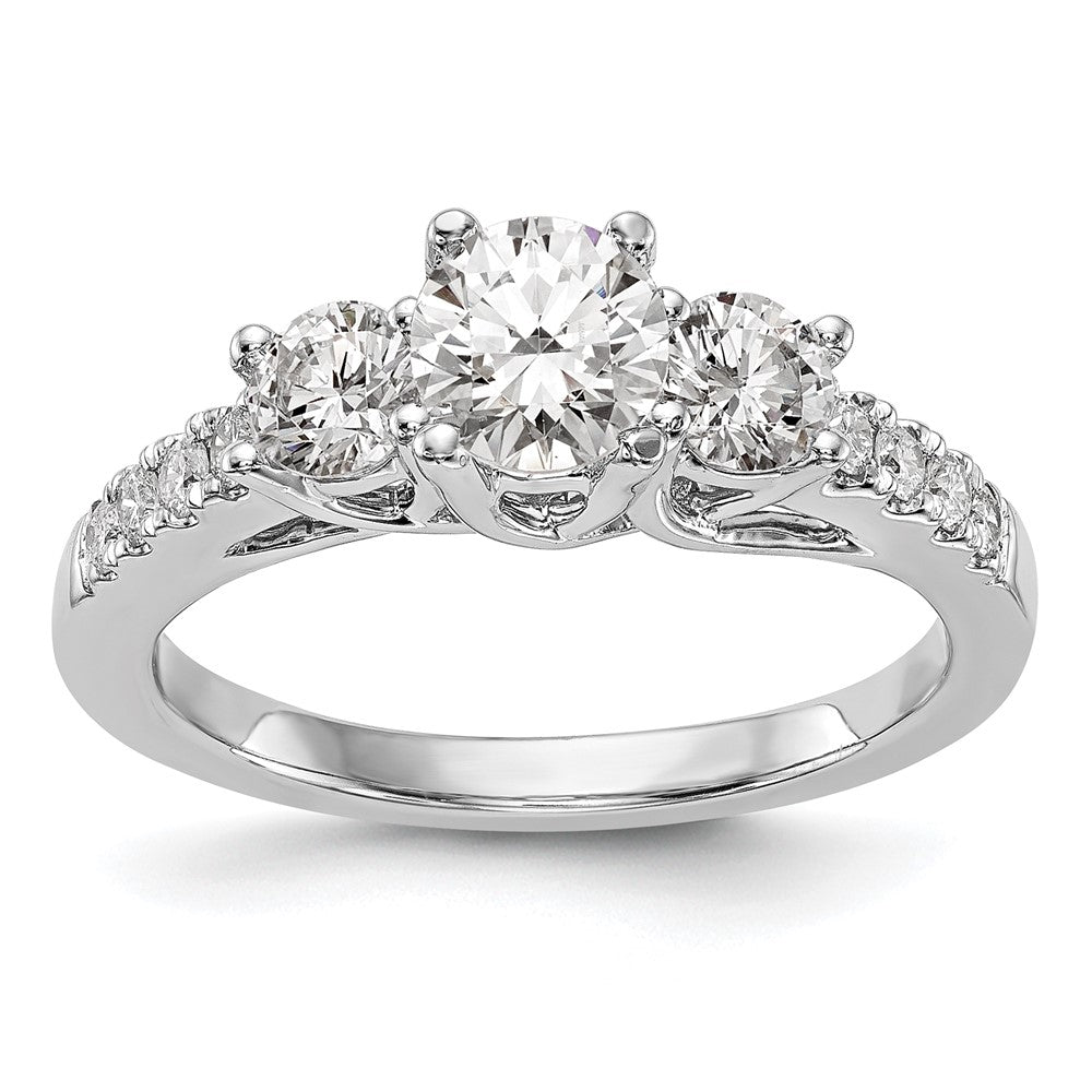 14K Weißgold Verlobungsring mit 1,2 ct. Laborgezüchteten Diamanten, VS/SI+ G+, Drei-Steine-Fassung, Größe 7