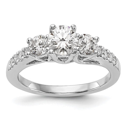 14K Weißgold Dreistein-Verlobungsring mit simuliertem Diamant
