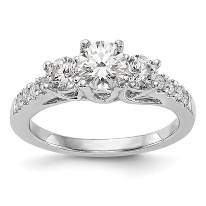 14K Weißgold Verlobungsring mit 1,2 ct. im Labor gezüchteten Diamanten, VS/SI+ G+, Dreisteinfassung, komplett, Größe 6