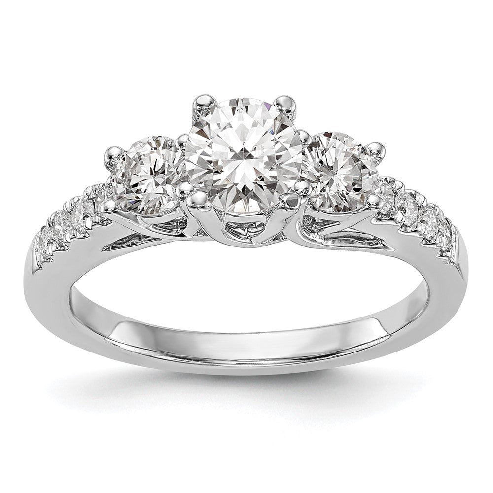 14K Weißgold Verlobungsring mit 3 simulierten Diamanten