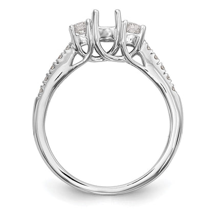 14K Weißgold Verlobungsring mit 3 simulierten Diamanten