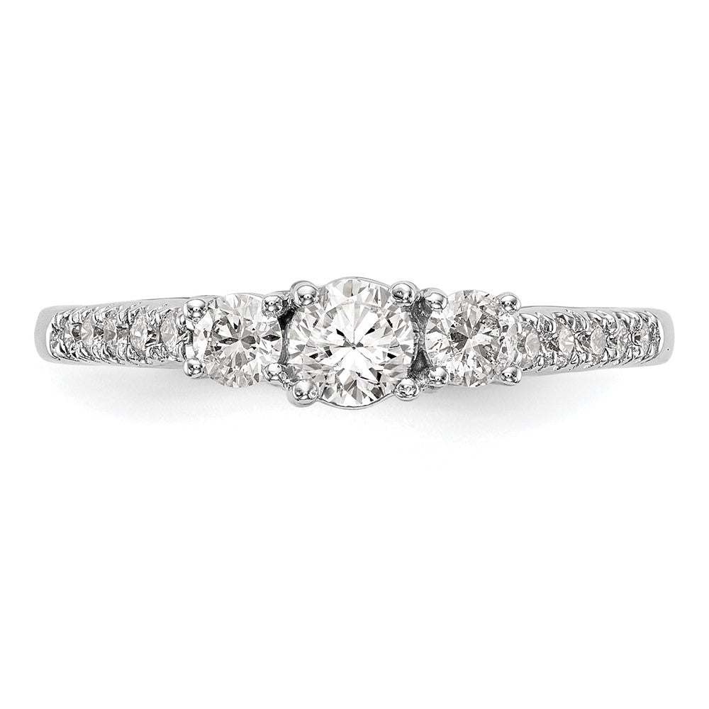 14K Weißgold Verlobungsring mit 3 simulierten Diamanten