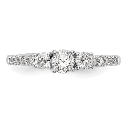 14K Weißgold Verlobungsring mit 3 simulierten Diamanten