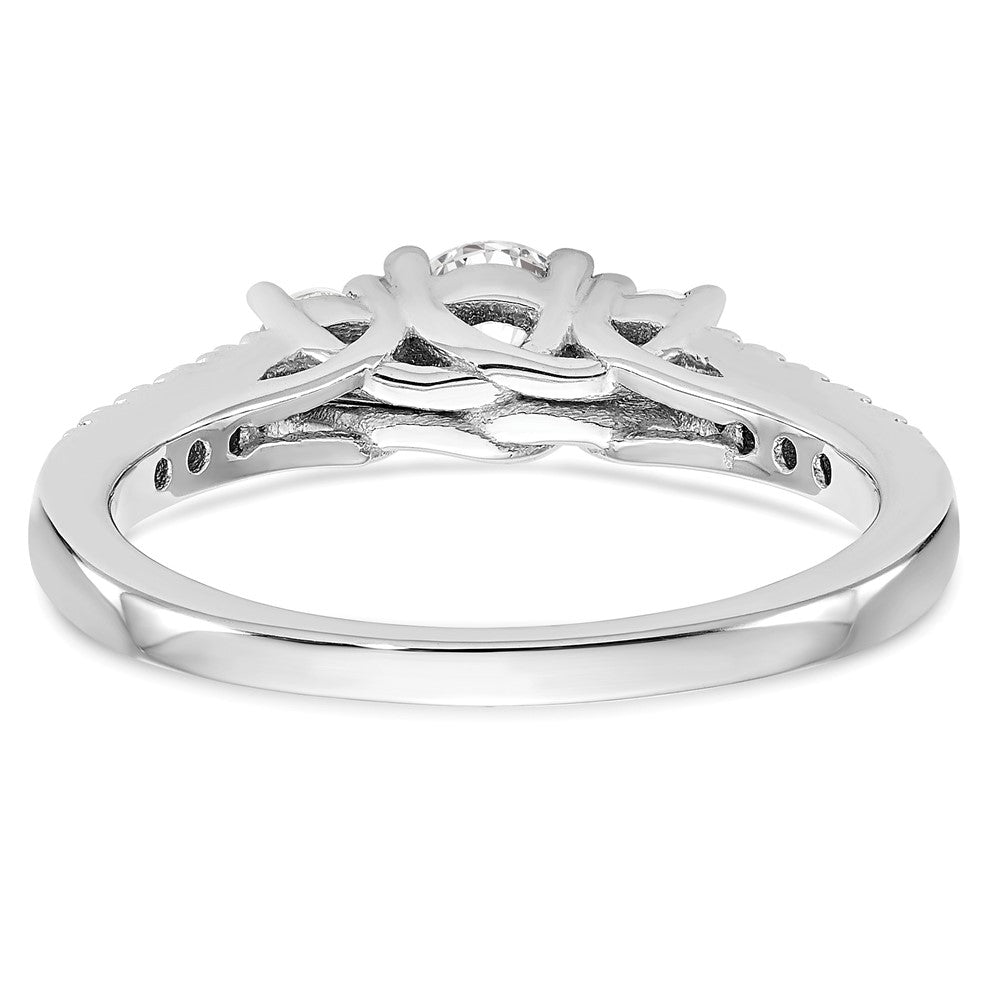 14K Weißgold Verlobungsring mit 3 simulierten Diamanten