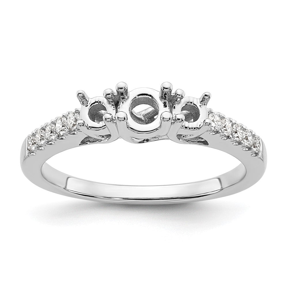 14K Weißgold Verlobungsring mit 3 simulierten Diamanten