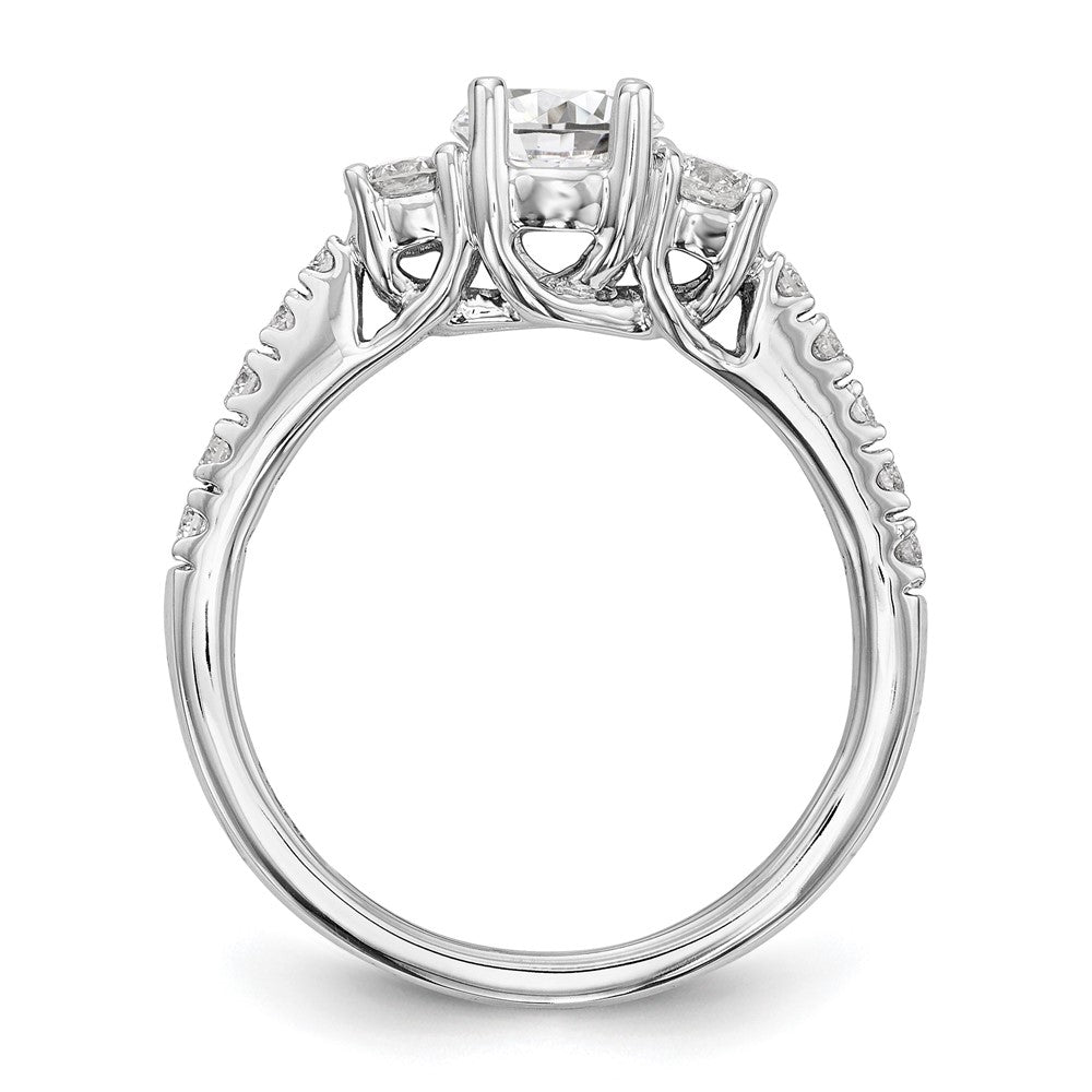 14K Weißgold Verlobungsring mit 3 simulierten Diamanten