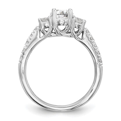 14K Weißgold Verlobungsring mit 3 simulierten Diamanten