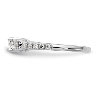 14K Weißgold Verlobungsring mit 3 simulierten Diamanten